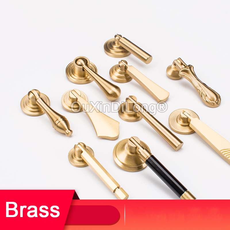 Furniture Hardware Drop Pulls - 1PCS Chinese Style Brass Handles Water