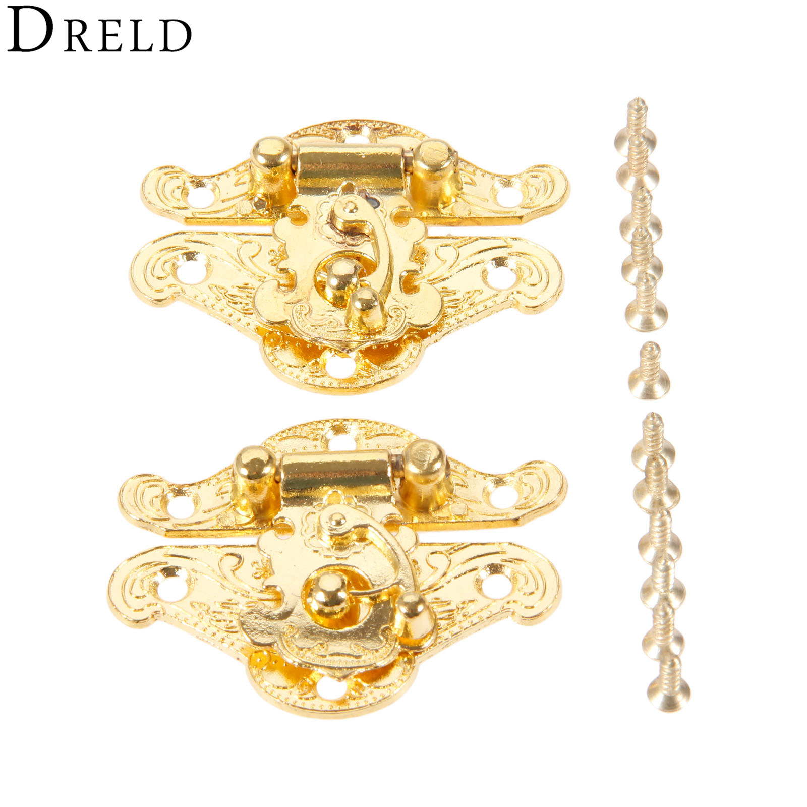 Furniture Hardware Tools - DRELD 2Pcs Antique Gold Box Latch