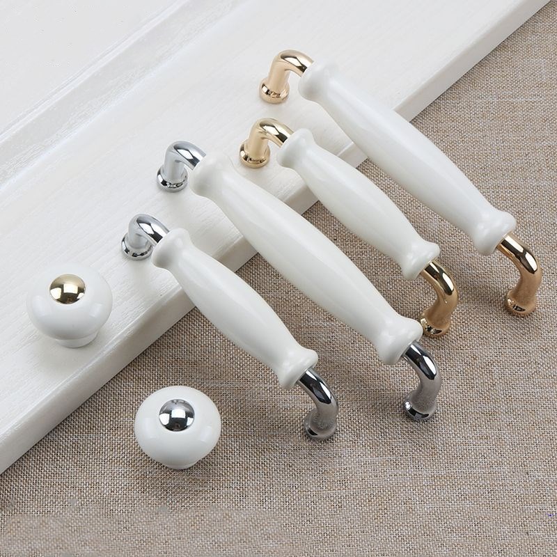 Furniture Hardware Nut - White Ceramic Door Handles Modern Furniture