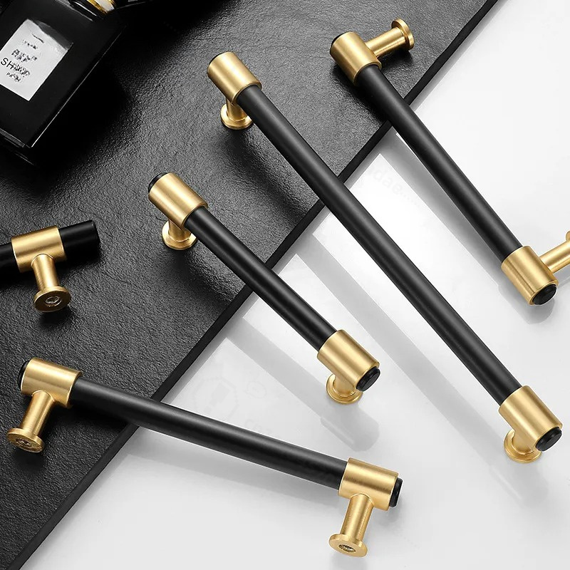 Furniture Hardware Wholesale - Modern Simple Nordic Black Gold Handle