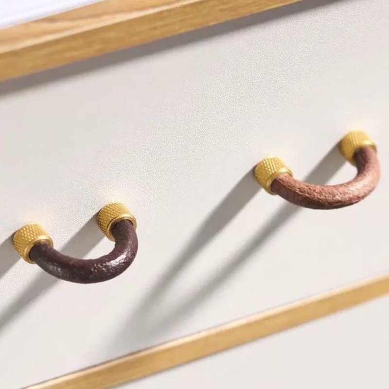 Brass + Leather Cabinet Pulls  - Furniture Hardware Nut ulasan dan harga