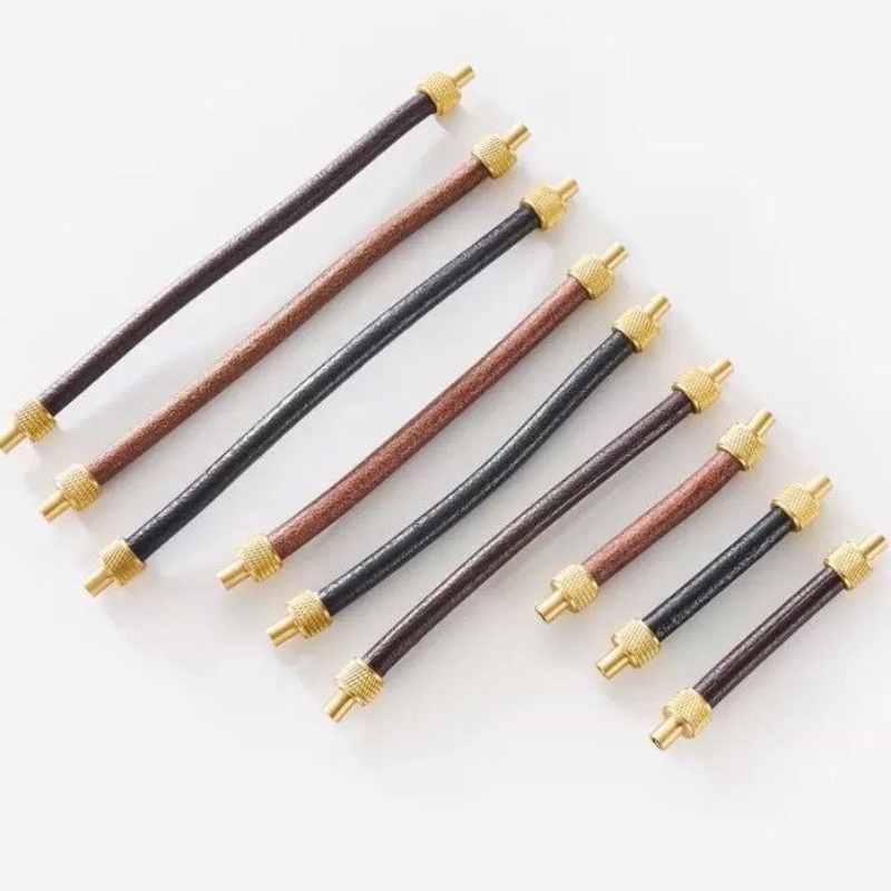 Brass + Leather Cabinet Pulls  - Furniture Hardware Nut ulasan dan harga