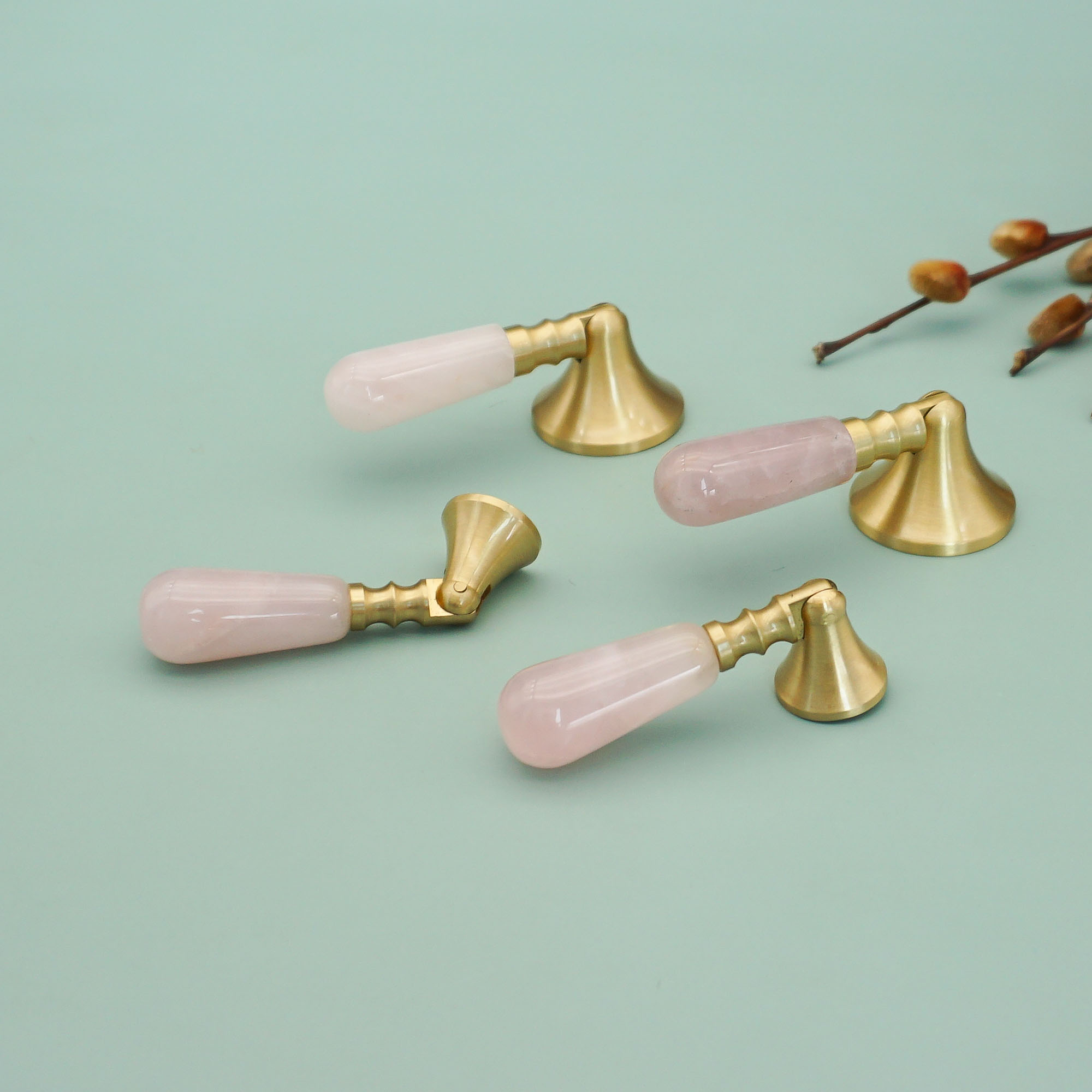 Pink Crystal + Brass Door Knob - Furniture Hardware Drop Pulls ulasan dan harga