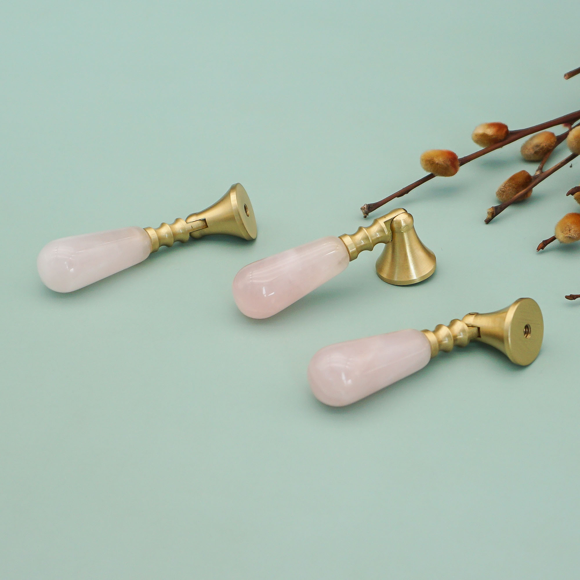 Pink Crystal + Brass Door Knob - Furniture Hardware Drop Pulls ulasan dan harga