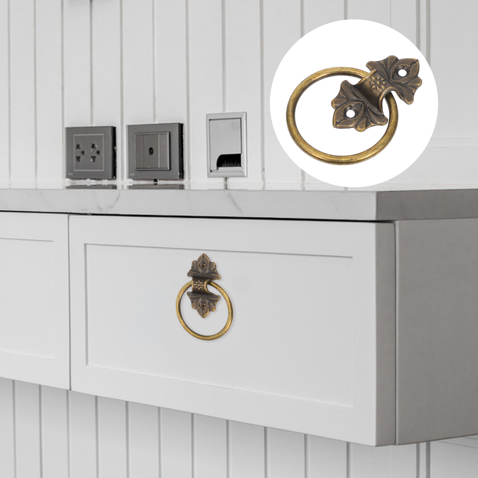2Pcs Retro Drop Ring Cabinet P - Furniture Hardware Drop Pulls ulasan dan harga